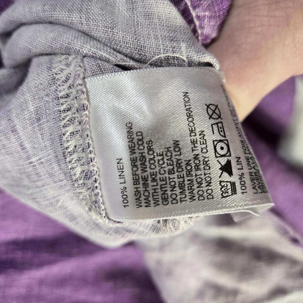 Tommy Bahama XXL Purple 100% Linen Long Sleeve Button Down Shirt Coastal Resort - Picture 6 of 9